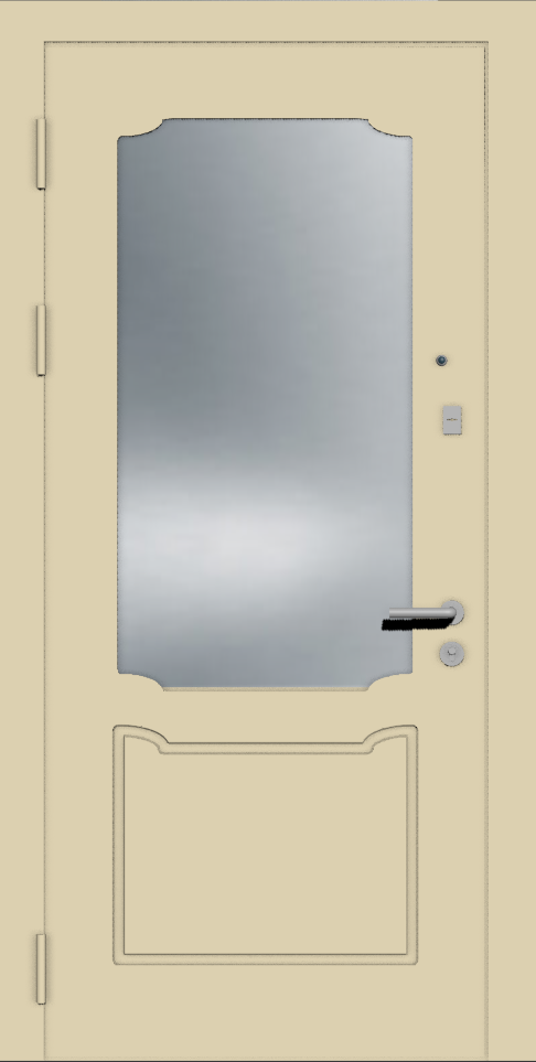 Входная дверь с зеркалом слоновая кость