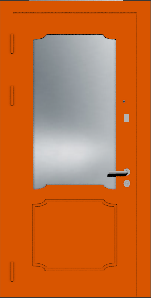 Оранжевая стальная входная дверь с зеркалом