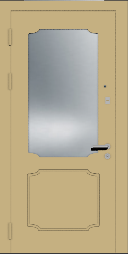Бежевая стальная входная дверь с зеркалом
