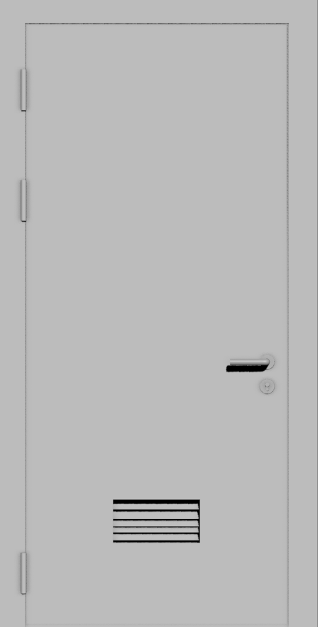 Дверь металлическая с вентиляционной решеткой 150х150 сварная