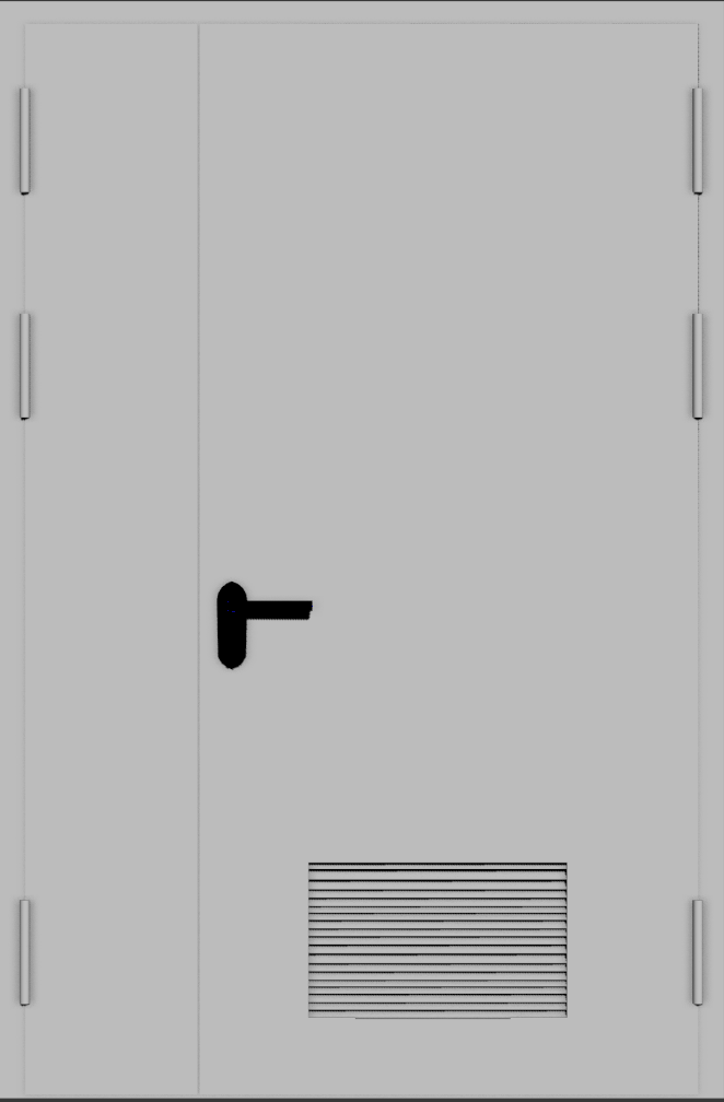 Техническая двустворчатая дверь с вентиляционной решеткой