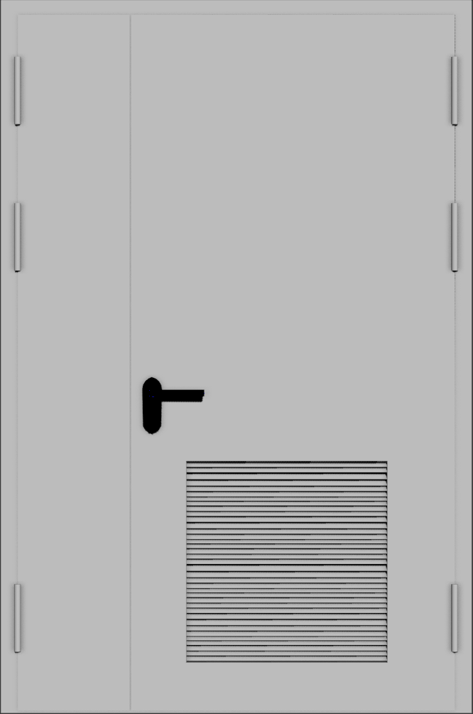 Стальная дверь техническая с вентиляционным отверстием двупольная